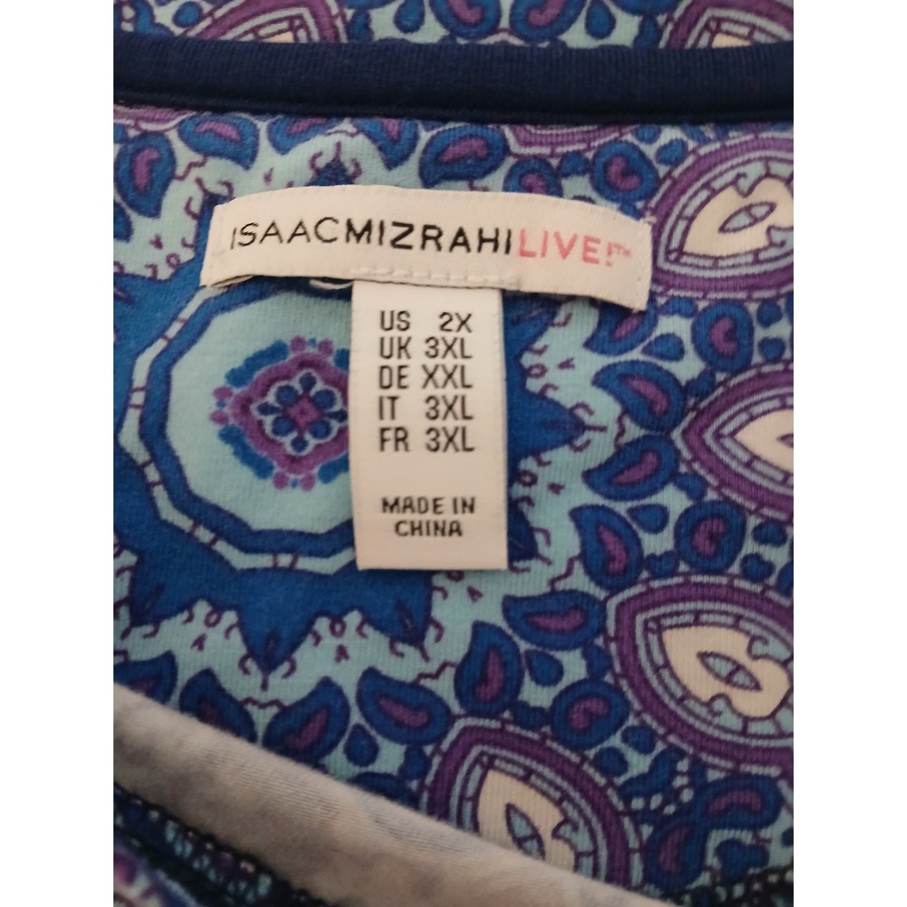 Isaac Mizrahi Live Blue Paisley Medallion Cotton Modal T-Shirt Dress Womens 2X - Picture 8 of 10